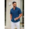 imageCOOFANDY Mens Short Sleeve Button Down Shirts Casual Dress Shirt Untucked Shirts with PocketRoyal Blue