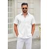 imageCOOFANDY Mens Short Sleeve Button Down Shirts Casual Dress Shirt Untucked Shirts with PocketWhite