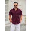 imageCOOFANDY Mens Short Sleeve Button Down Shirts Casual Dress Shirt Untucked Shirts with PocketWine Red