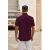 imageCOOFANDY Mens Short Sleeve Button Down Shirts Casual Dress Shirt Untucked Shirts with PocketWine Red