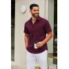 imageCOOFANDY Mens Short Sleeve Button Down Shirts Casual Dress Shirt Untucked Shirts with PocketWine Red