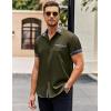imageCOOFANDY Mens Short Sleeve Button Down Shirts Casual Wrinkle Free Dress Shirt Plaid Collar Summer ShirtsArmy Green
