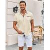 imageCOOFANDY Mens Short Sleeve Button Down Shirts Casual Wrinkle Free Dress Shirt Plaid Collar Summer ShirtsBeige