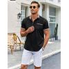 imageCOOFANDY Mens Short Sleeve Button Down Shirts Casual Wrinkle Free Dress Shirt Plaid Collar Summer ShirtsBlack