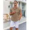imageCOOFANDY Mens Short Sleeve Button Down Shirts Casual Wrinkle Free Dress Shirt Plaid Collar Summer ShirtsBrown