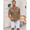 imageCOOFANDY Mens Short Sleeve Button Down Shirts Casual Wrinkle Free Dress Shirt Plaid Collar Summer ShirtsBrown