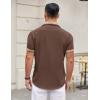 imageCOOFANDY Mens Short Sleeve Button Down Shirts Casual Wrinkle Free Dress Shirt Plaid Collar Summer ShirtsDeep Brown