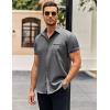 imageCOOFANDY Mens Short Sleeve Button Down Shirts Casual Wrinkle Free Dress Shirt Plaid Collar Summer ShirtsGrey