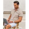imageCOOFANDY Mens Short Sleeve Button Down Shirts Casual Wrinkle Free Dress Shirt Plaid Collar Summer ShirtsKhaki