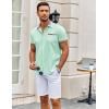 imageCOOFANDY Mens Short Sleeve Button Down Shirts Casual Wrinkle Free Dress Shirt Plaid Collar Summer ShirtsLight Green
