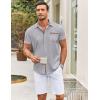 imageCOOFANDY Mens Short Sleeve Button Down Shirts Casual Wrinkle Free Dress Shirt Plaid Collar Summer ShirtsLight Grey