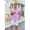 imageCOOFANDY Mens Short Sleeve Button Down Shirts Casual Wrinkle Free Dress Shirt Plaid Collar Summer ShirtsLight Purple
