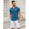 imageCOOFANDY Mens Short Sleeve Button Down Shirts Casual Wrinkle Free Dress Shirt Plaid Collar Summer ShirtsMidnight Blue