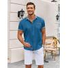 imageCOOFANDY Mens Short Sleeve Button Down Shirts Casual Wrinkle Free Dress Shirt Plaid Collar Summer ShirtsMidnight Blue