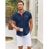 imageCOOFANDY Mens Short Sleeve Button Down Shirts Casual Wrinkle Free Dress Shirt Plaid Collar Summer ShirtsNavy Blue