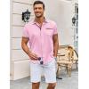 imageCOOFANDY Mens Short Sleeve Button Down Shirts Casual Wrinkle Free Dress Shirt Plaid Collar Summer ShirtsPink