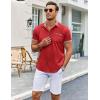 imageCOOFANDY Mens Short Sleeve Button Down Shirts Casual Wrinkle Free Dress Shirt Plaid Collar Summer ShirtsRed