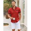 imageCOOFANDY Mens Short Sleeve Button Down Shirts Casual Wrinkle Free Dress Shirt Plaid Collar Summer ShirtsRedblack