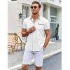 imageCOOFANDY Mens Short Sleeve Button Down Shirts Casual Wrinkle Free Dress Shirt Plaid Collar Summer ShirtsWhite