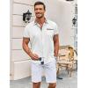 imageCOOFANDY Mens Short Sleeve Button Down Shirts Casual Wrinkle Free Dress Shirt Plaid Collar Summer ShirtsWhite