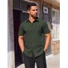 imageCOOFANDY Mens Short Sleeve Button Down Shirts Wrinkle Free Dress Shirts Casual Polka Dot Print Shirt with PocketDark Army Green