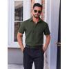 imageCOOFANDY Mens Short Sleeve Button Down Shirts Wrinkle Free Dress Shirts Casual Polka Dot Print Shirt with PocketDark Army Green