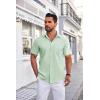 imageCOOFANDY Mens Short Sleeve Button Down Shirts Wrinkle Free Dress Shirts Casual Polka Dot Print Shirt with PocketLight Green