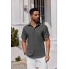 imageCOOFANDY Mens Short Sleeve Casual Button Down Shirts Summer Untucked Dress Shirts Dark Grey