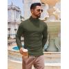 imageCOOFANDY Mens Slim Fit Turtleneck Sweater Long Sleeve Ribbed Turtle Neck Casual Lightweight Basic Pullover SweatersDark Army Green