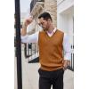 imageCOOFANDY Mens Sweater Vest Cable Knitted V Neck Slim Fit Sleeveless Pullover SweaterCaramel