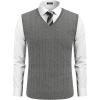 imageCOOFANDY Mens Sweater Vest Cable Knitted V Neck Slim Fit Sleeveless Pullover SweaterGrey