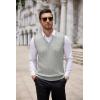 imageCOOFANDY Mens Sweater Vest Cable Knitted V Neck Slim Fit Sleeveless Pullover SweaterLight Grey