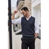 imageCOOFANDY Mens Sweater Vest Cable Knitted V Neck Slim Fit Sleeveless Pullover SweaterNavy Blue