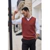 imageCOOFANDY Mens Sweater Vest Cable Knitted V Neck Slim Fit Sleeveless Pullover SweaterWine Red