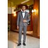 imageCOOFANDY Mens Tuxedo Suit Set Slim Fit 2 Piece One Button Christmas Blazer Jacket Pants for WeddingDinnerPromDark Gray