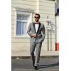 imageCOOFANDY Mens Tuxedo Suit Set Slim Fit 2 Piece One Button Christmas Blazer Jacket Pants for WeddingDinnerPromLight Gray
