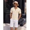 imageCOOFANDY Mens Vintage Knit Shirt Short Sleeve Button Down Polo Shirts for Summer Casual ampamp VacationBeige