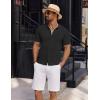 imageCOOFANDY Mens Vintage Knit Shirt Short Sleeve Button Down Polo Shirts for Summer Casual ampamp VacationBlack