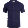 imageCOOFANDY Mens Vintage Knit Shirt Short Sleeve Button Down Polo Shirts for Summer Casual ampamp VacationNavy