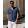 imageCOOFANDY Mens Vintage Knit Shirt Short Sleeve Button Down Polo Shirts for Summer Casual ampamp VacationNavy
