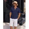 imageCOOFANDY Mens Vintage Knit Shirt Short Sleeve Button Down Polo Shirts for Summer Casual ampamp VacationNavy Blue