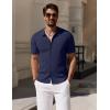 imageCOOFANDY Mens Vintage Knit Shirt Short Sleeve Button Down Polo Shirts for Summer Casual ampamp VacationNavy Blue