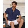 imageCOOFANDY Mens Vintage Knit Shirt Short Sleeve Button Down Polo Shirts for Summer Casual ampamp VacationNavy Blue