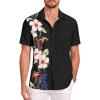 imageCOOFANDY Hawaiian Short Button Sleeve Down Shirt Shirts BeachBlack  Floral