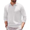 imageCOOFANDY Long Sleeve Polo Shirts for Men Knit Polo Sweater Lightweight Ribbed Pullover SweaterWhite