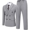 imageCOOFANDY Mens 2 Piece Double Breasted Suits Slim Fit Tuxedo Jacket and Dress Pants Set for Wedding Business PromLight Grey