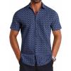 imageCOOFANDY Mens Button Down Shirts Short Sleeve Casual Shirt Summer Untucked Dress ShirtsWhite Dotnavy Blue