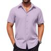 imageCOOFANDY Mens Button Down Shirts Stain Shield Dress Shirts Short Sleeve Summer Business Casual ShirtsLavender