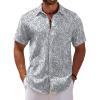 imageCOOFANDY Mens Casual Summer Beach Shirt Short Sleeve Button Down Shirt Vacation Wedding Shirt Linen Textured ShirtsLeaf