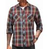 imageCOOFANDY Mens Flannel Plaid Shirts Long Sleeve Casual Button Down Shirt with PocketsKhaki Red Plaid